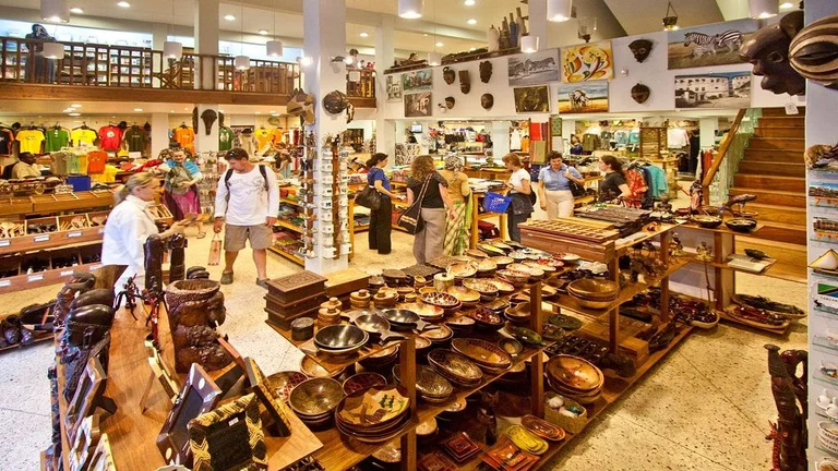Shop selling wood carvings and souvenirs in Stone Town