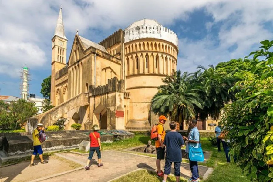 Christ Church Cathedral and the slave market memorial in Stone Town
