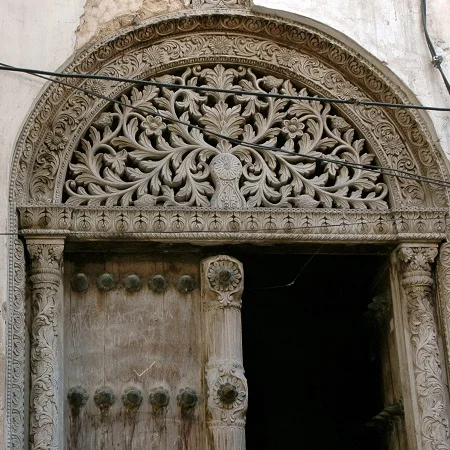 Carved wooden door in Stone Town